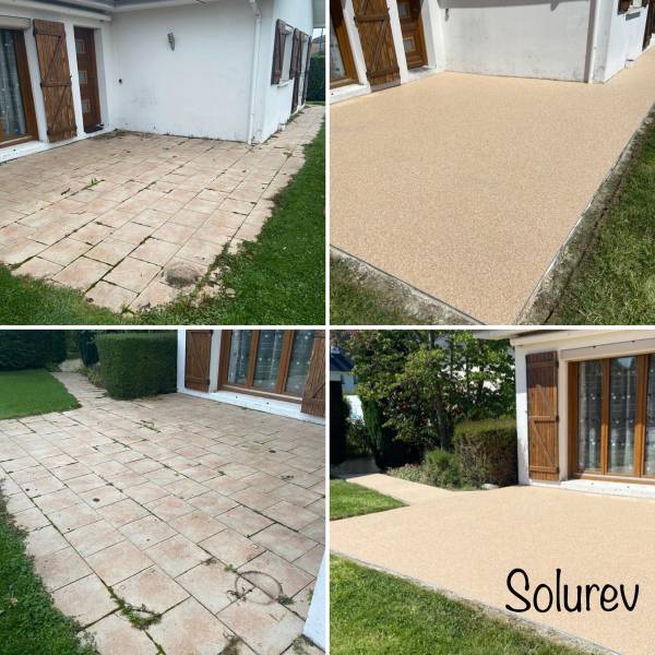 Artisan pour rénovation de terrasse en granulats de marbre proche Fecamp